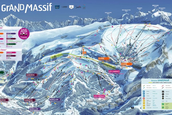 Sehen Sie die Karte des Skigebiets um Flaine